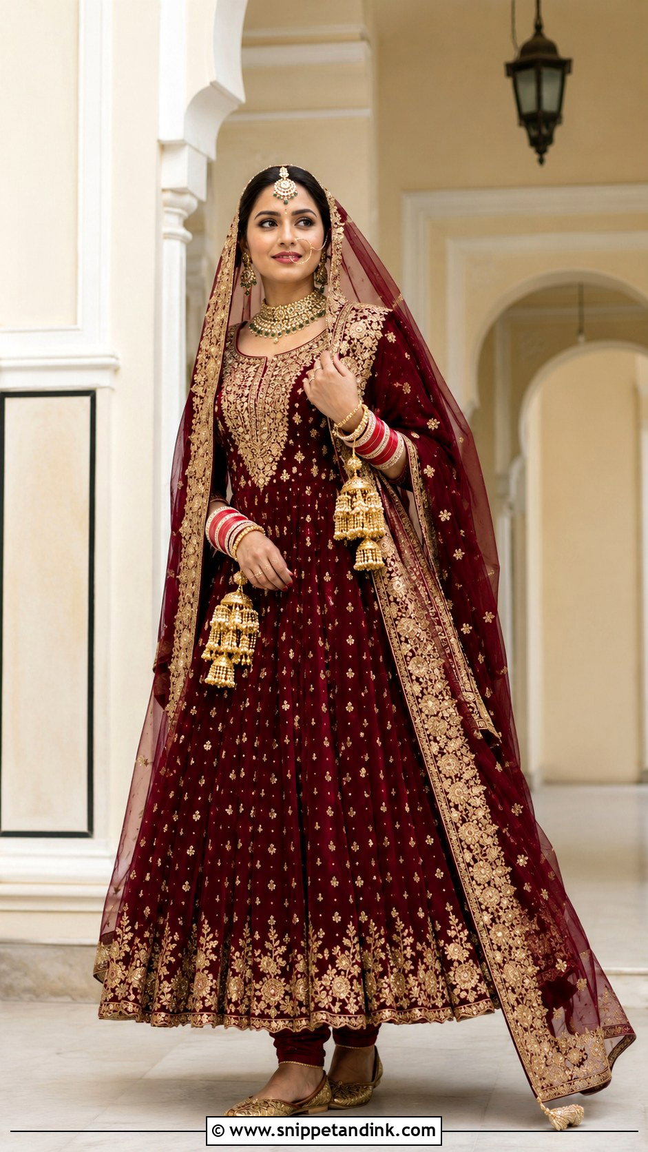 Maroon Anarkali Suit For Anand Karaj Bride - Snippet and Ink - 20 Anand Karaj Suit Bride Ideas