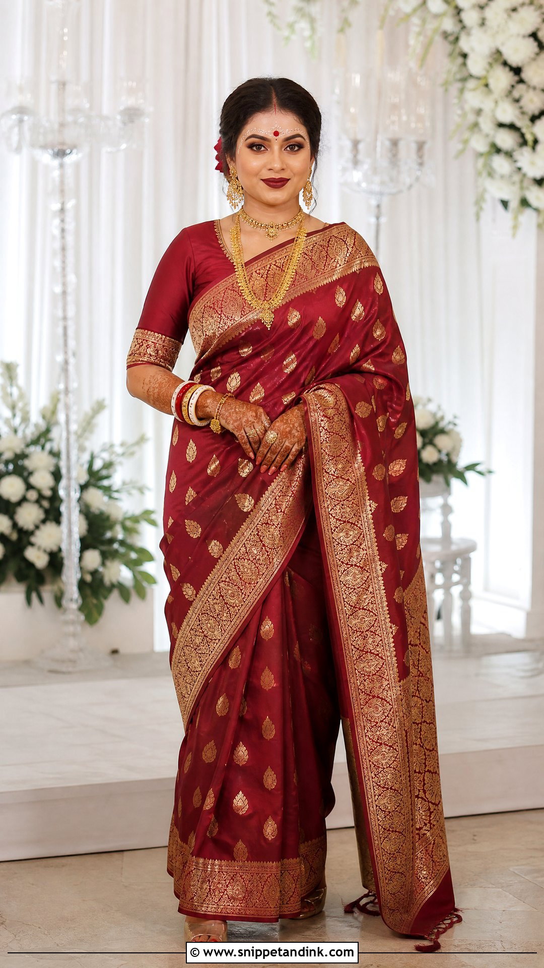 Maroon And White Bridal Kolka Design - Snippet and Ink - 25 Bridal Kolka Design Ideas