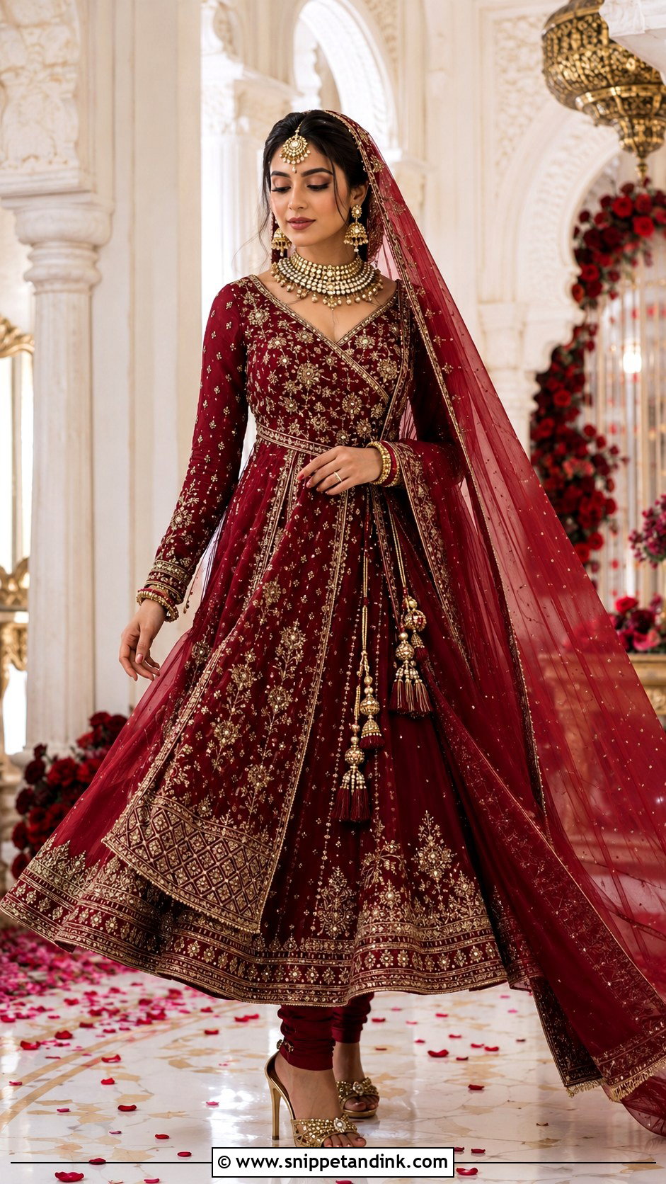 Maroon Angrakha Barat Bridal Dress - Snippet and Ink - 20 Barat Bridal Dress Ideas