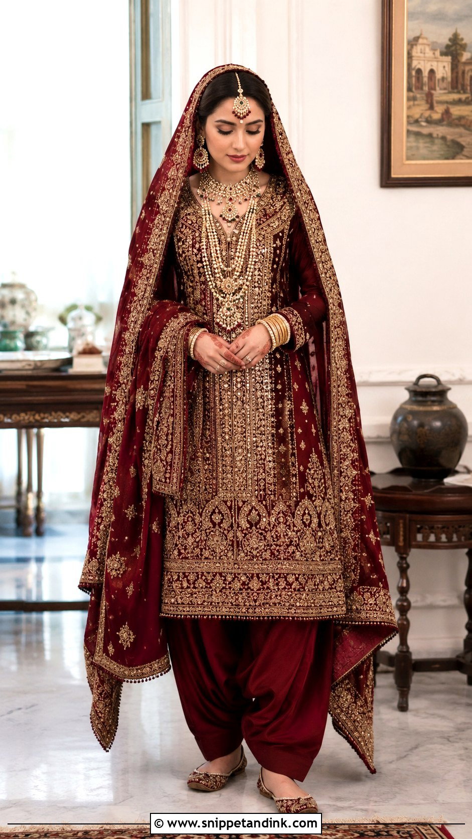 Maroon Balochi Bridal Dress - Snippet and Ink - 20 Balochi Bridal Dress Ideas