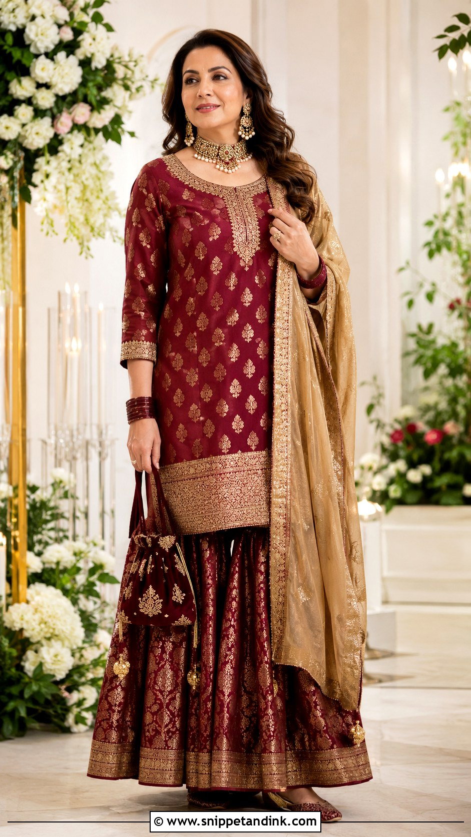 Maroon Banaras Sharara Set - Snippet and Ink - 20 Banaras Sharara Designs