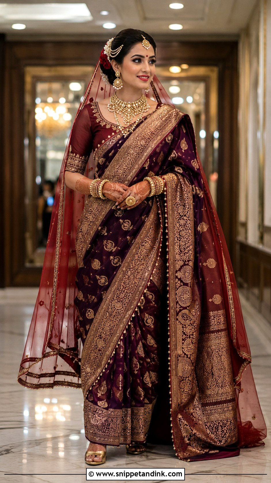 Maroon Banarasi Bengali Bride - Snippet and Ink - 20 Bengali Bride Ideas