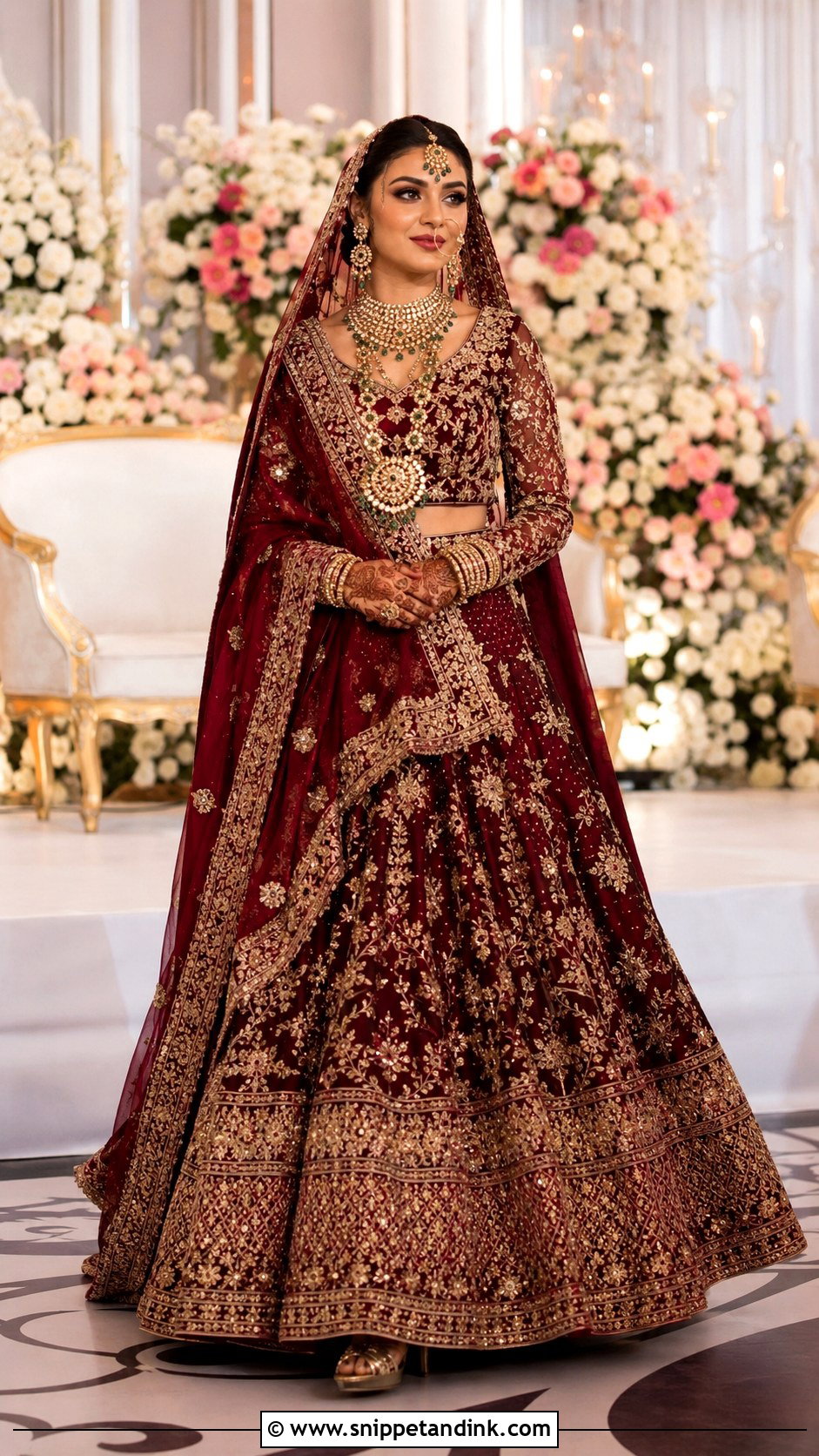Maroon Baraat Lehenga Dress - Snippet and Ink - 30 Pakistani Wedding Dress Ideas