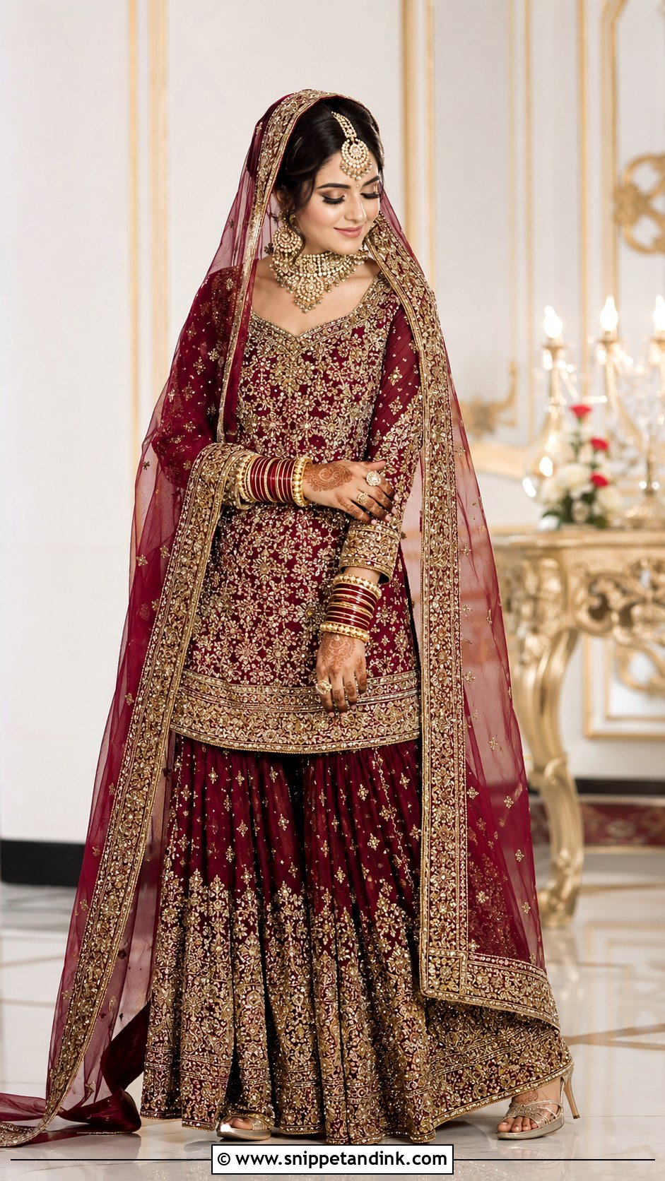 Maroon Barat Gharara - Snippet and Ink - 25 Barat Dresses