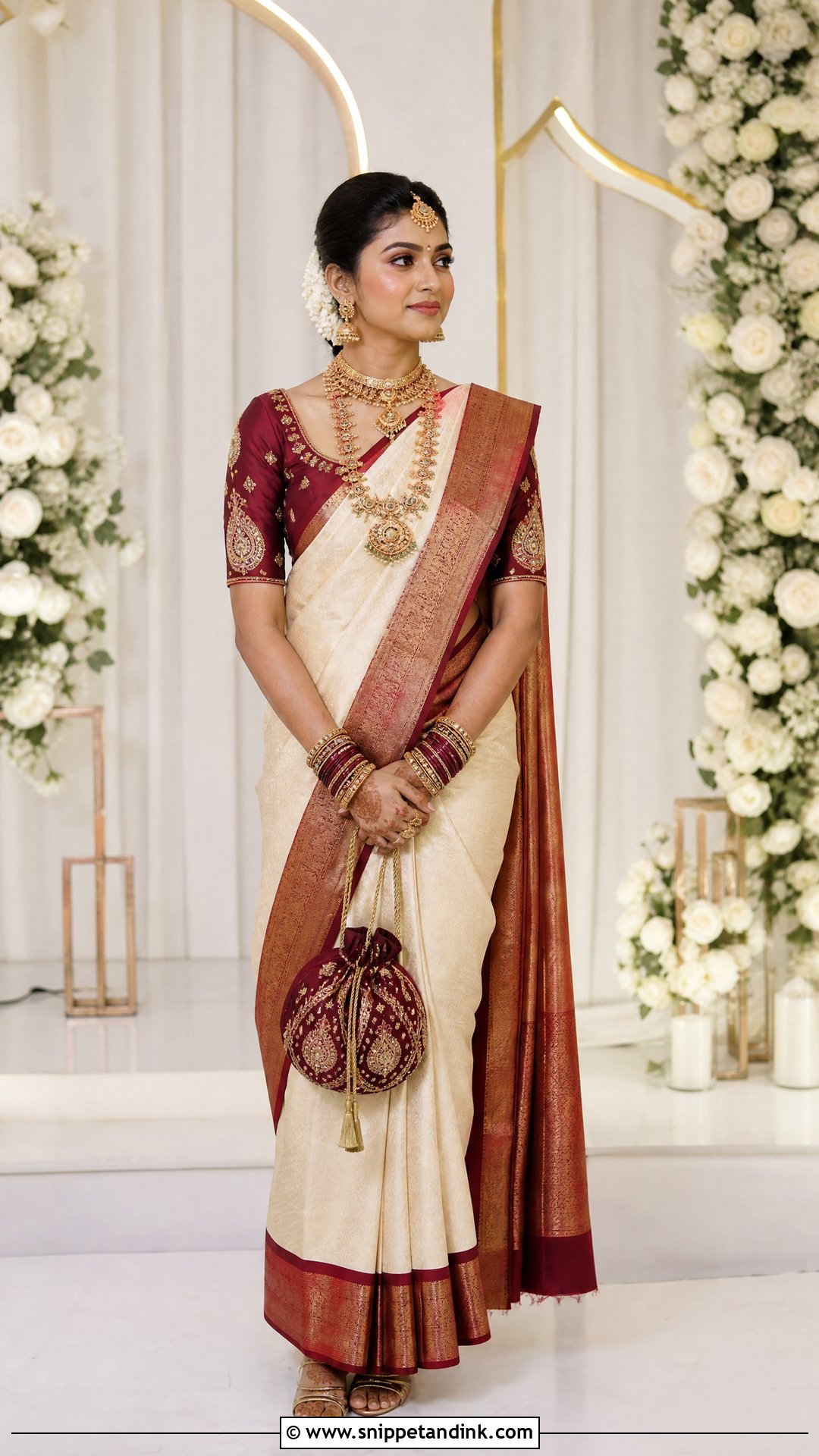 Maroon Bridal Aari Work Blouse With Paisley Motifs - Snippet and Ink - 20 Simple Bridal Aari Work Blouse Design Ideas