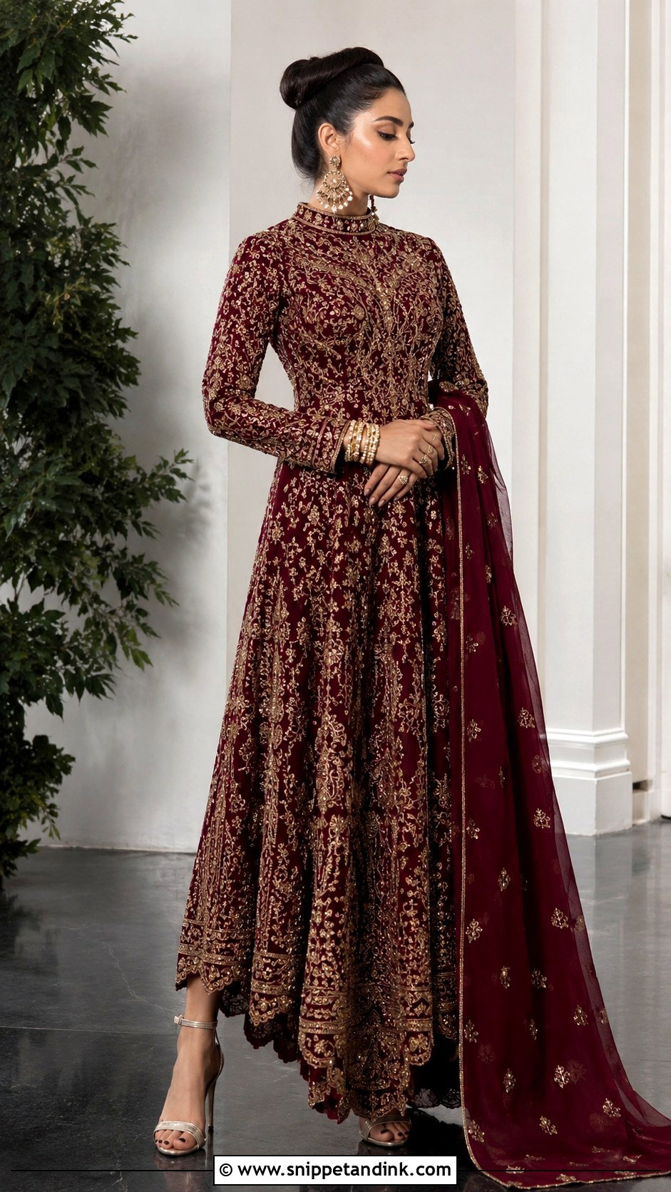 Maroon Bridal Dress With High Neck - Snippet and Ink - 25 Maroon Bridal Dress Ideas