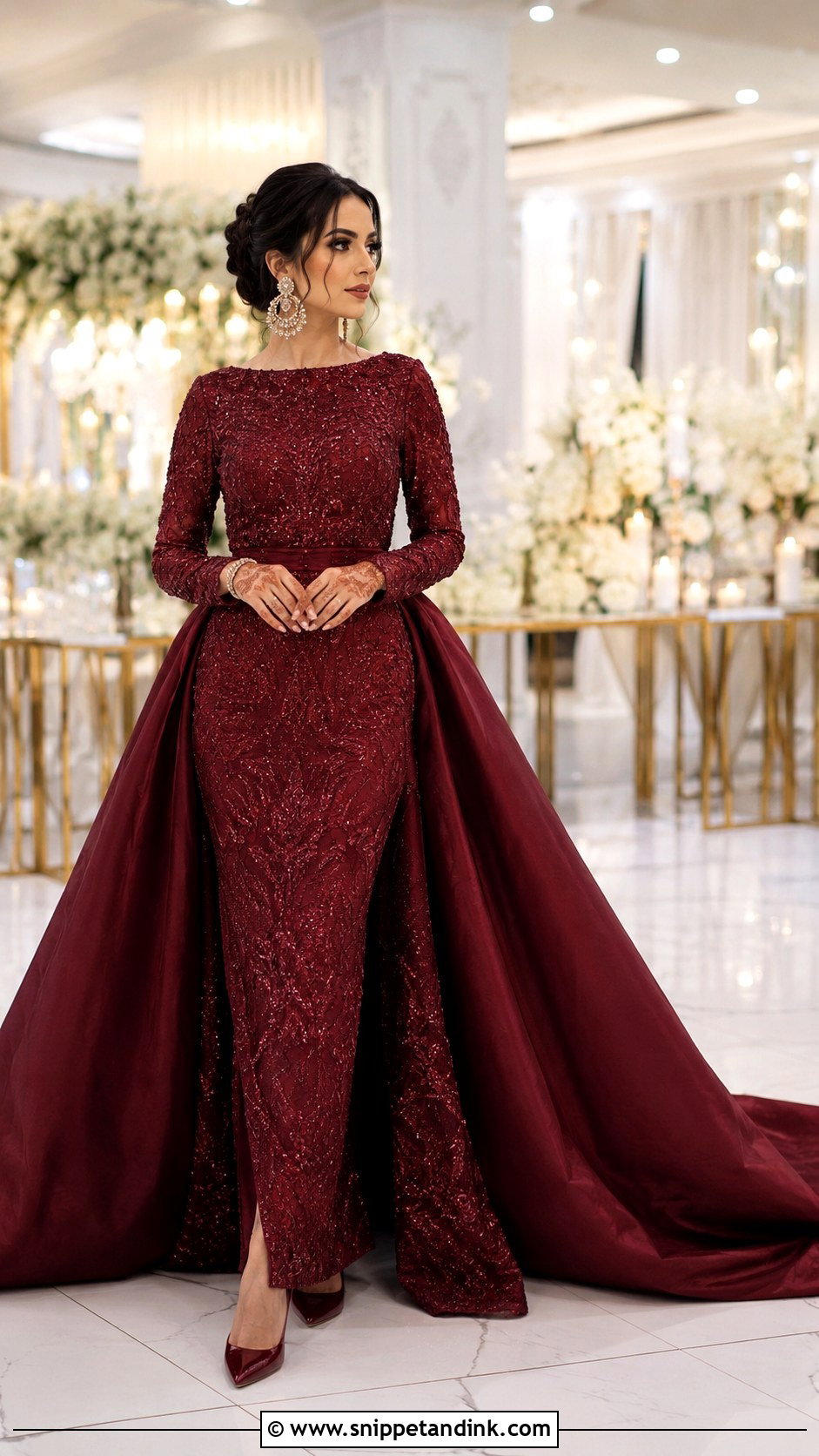 Maroon Bridal Dress With Trail - Snippet and Ink - 25 Maroon Bridal Dress Ideas