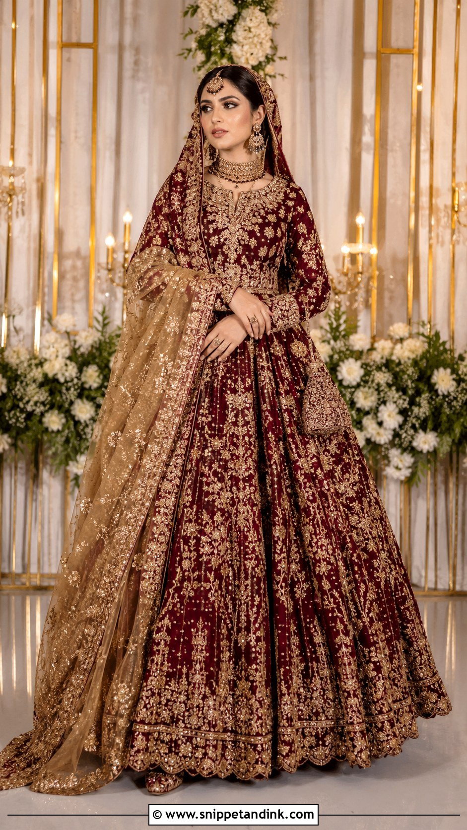 Maroon Bridal Lehenga Dress - Snippet and Ink - 30 Indian Muslim Wedding Dresses