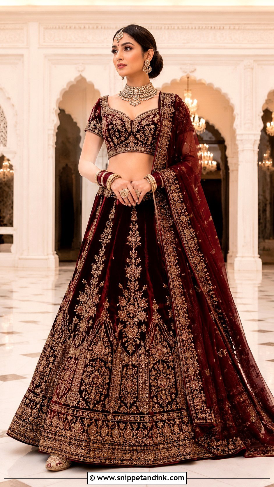 Maroon Bridal Lehenga Look - Snippet and Ink - 25 New Indian Bride Look Ideas