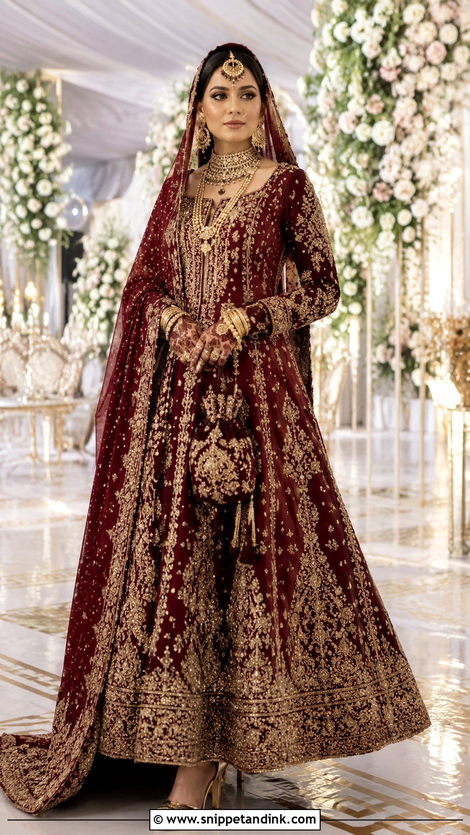 Maroon Bridal Long Frock for Wedding - Snippet and Ink - 20 Long Frock for Wedding Ideas