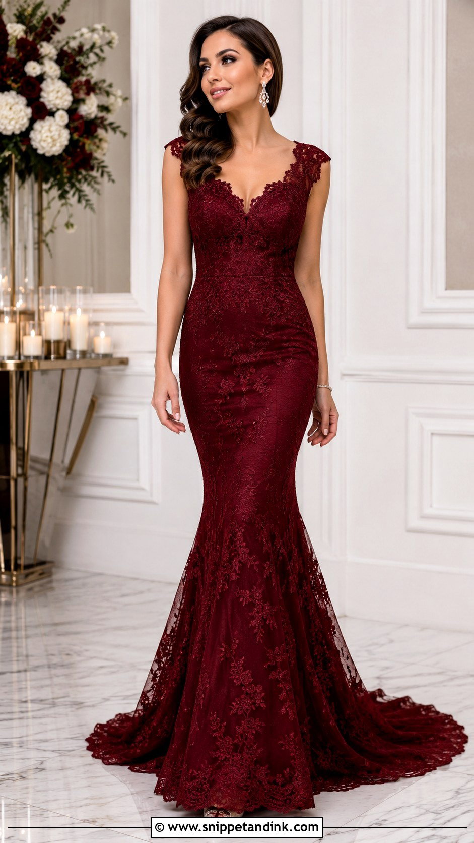 Maroon Bridal Mermaid Dress - Snippet and Ink - 25 Maroon Bridal Dress Ideas