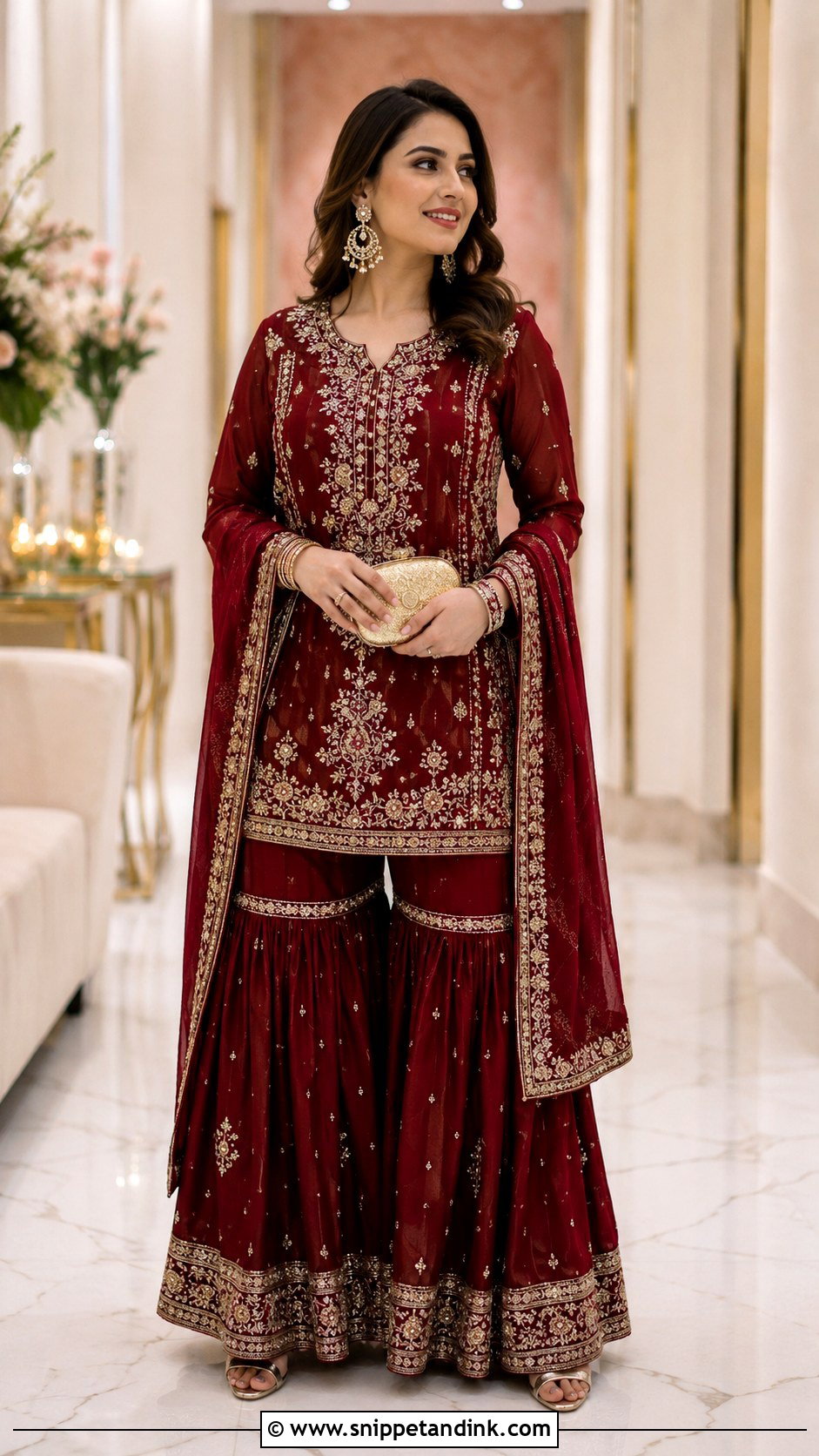 Maroon Bridal Sharara Salwar Suit - Snippet and Ink - 25 Bridal Salwar Suits Wedding