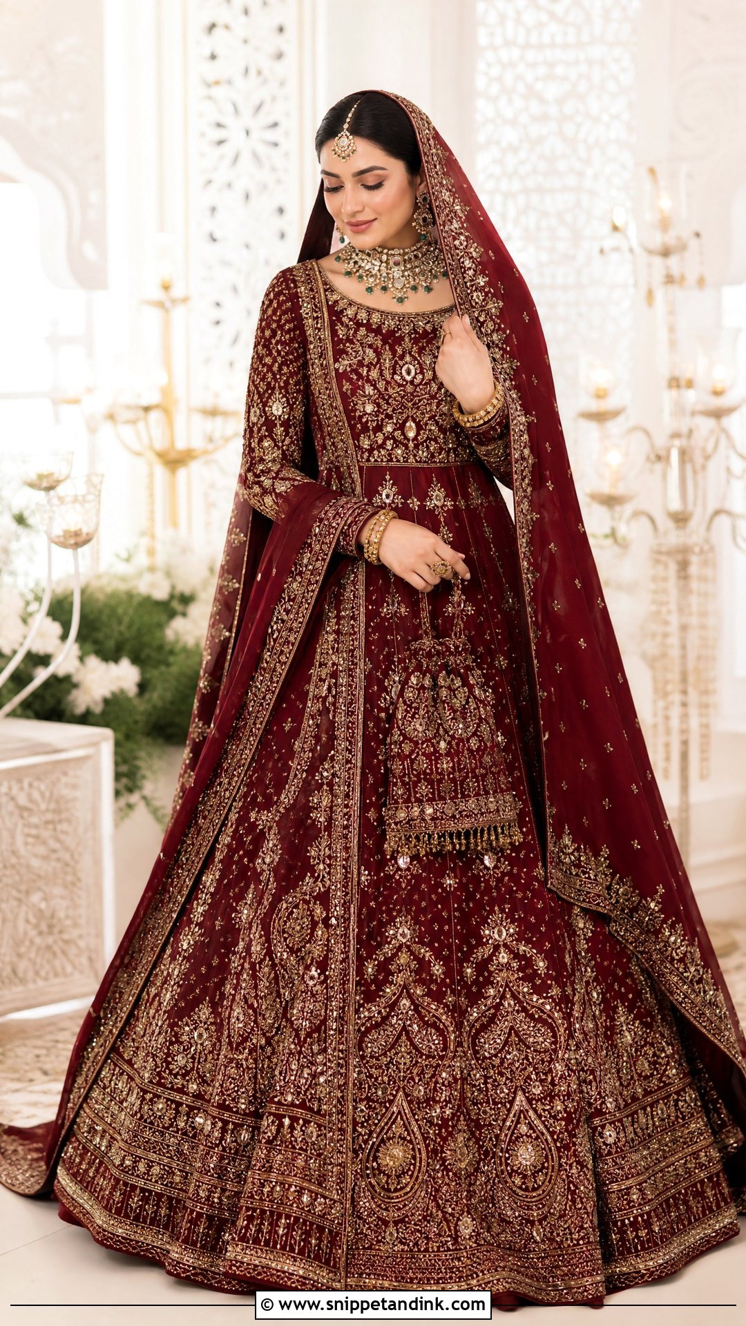 Maroon Bridal Traditional Gown - Snippet and Ink - 20 Traditional Gown Ideas