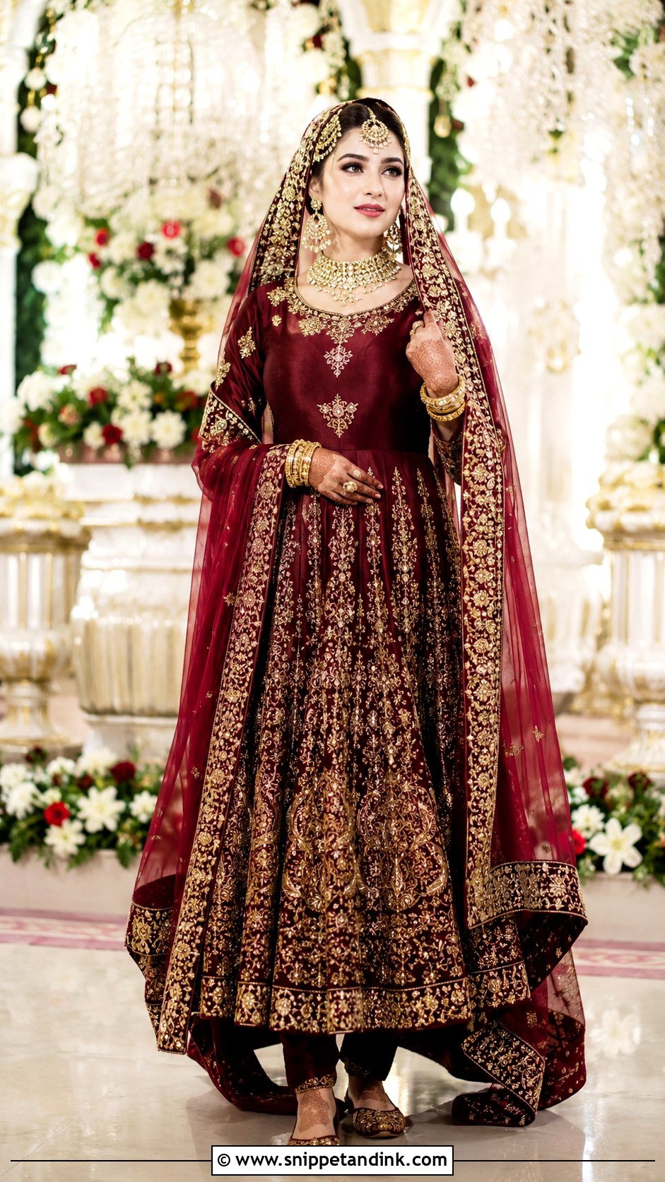 Maroon Bridal Wedding Anarkali - Snippet and Ink - 20 Wedding Anarkali Ideas