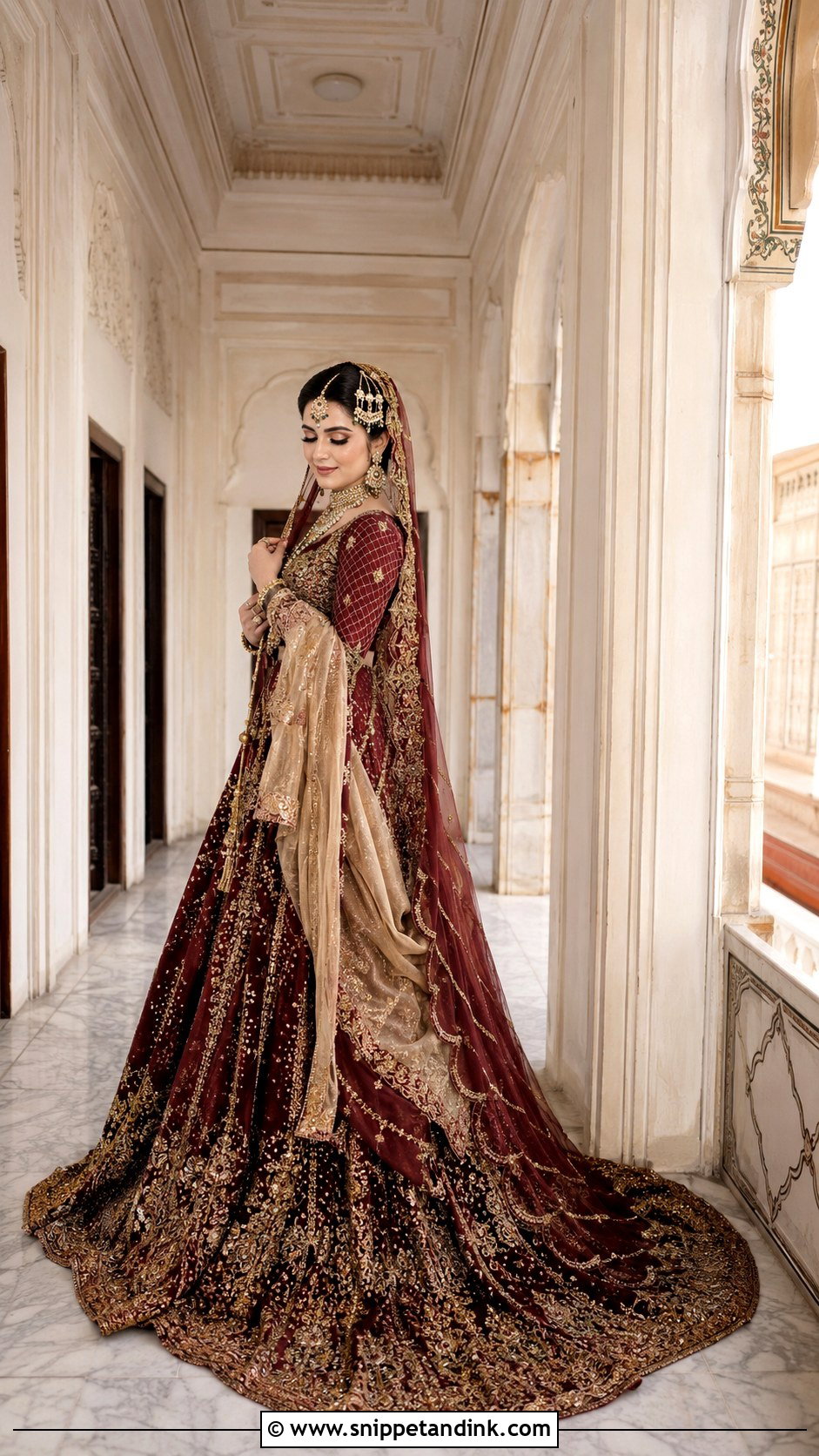 Maroon Farshi Barat Lehnga - Snippet and Ink - 20 Barat Lehnga Pakistani Bridal Ideas