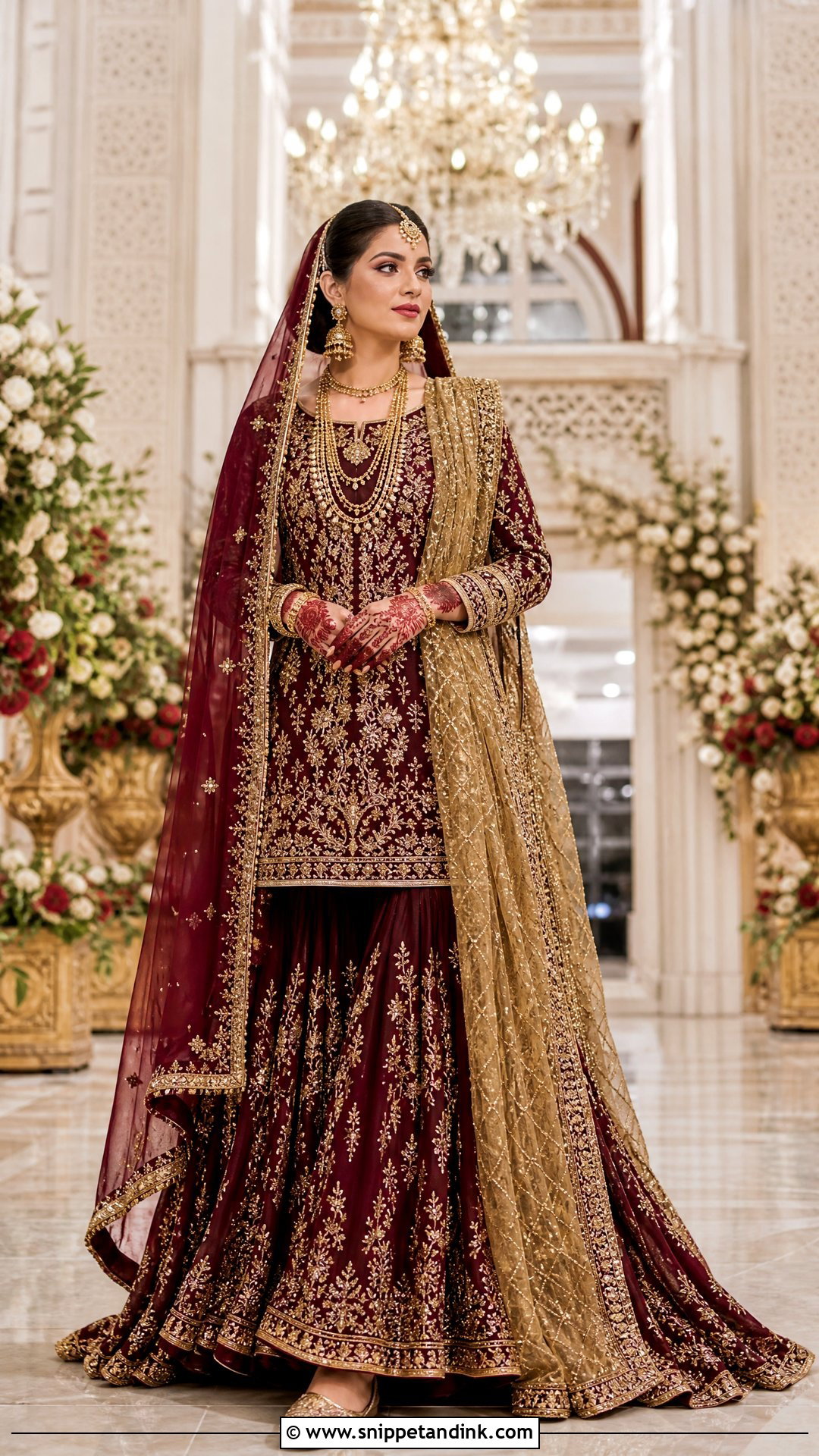Maroon Farshi Bridal Sharara - Snippet and Ink - 20 Sharara for Bride Ideas