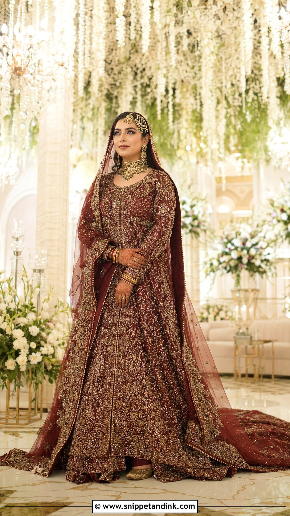 Maroon Farshi Lehenga Barat Dress - Snippet and Ink - 20 Barat Wedding Dress Ideas
