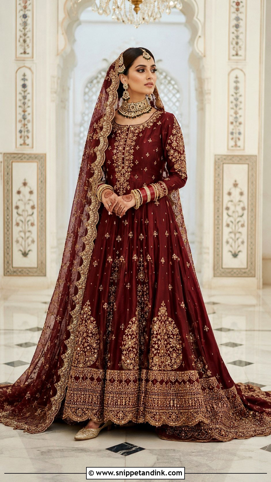 Maroon Farshi Pakistani Bridal Lehenga - Snippet and Ink - 20 Maroon Pakistani Bridal Dress Ideas
