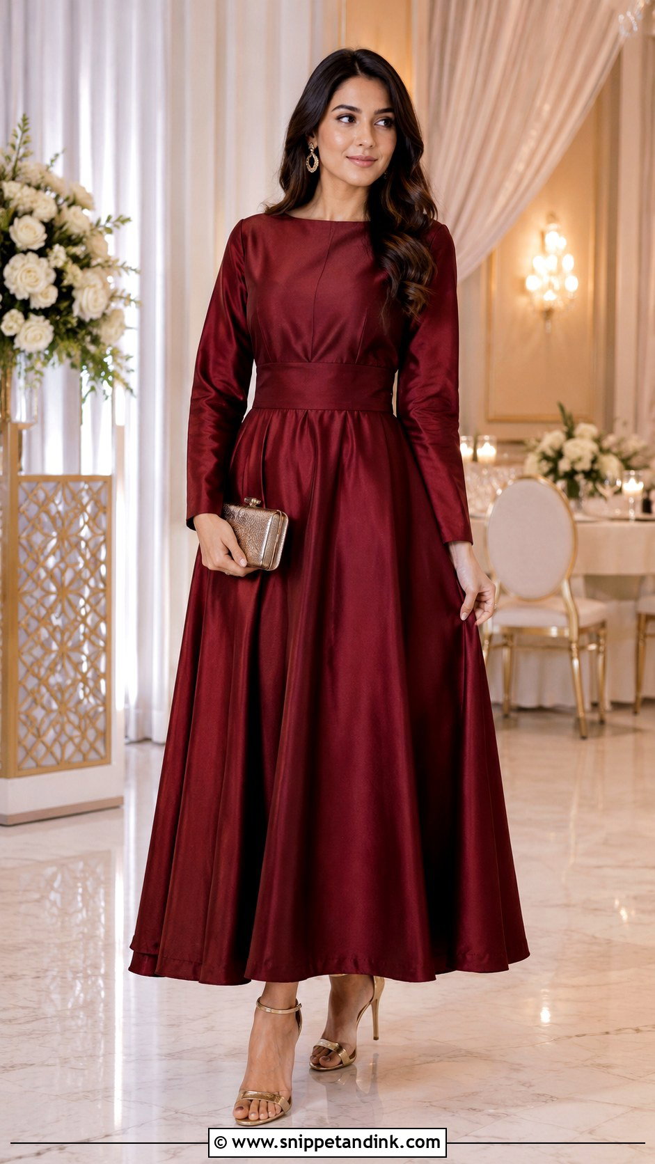 Maroon Frock For Wedding Reception - Snippet and Ink - 25 Party Frocks for Women Wedding Ideas