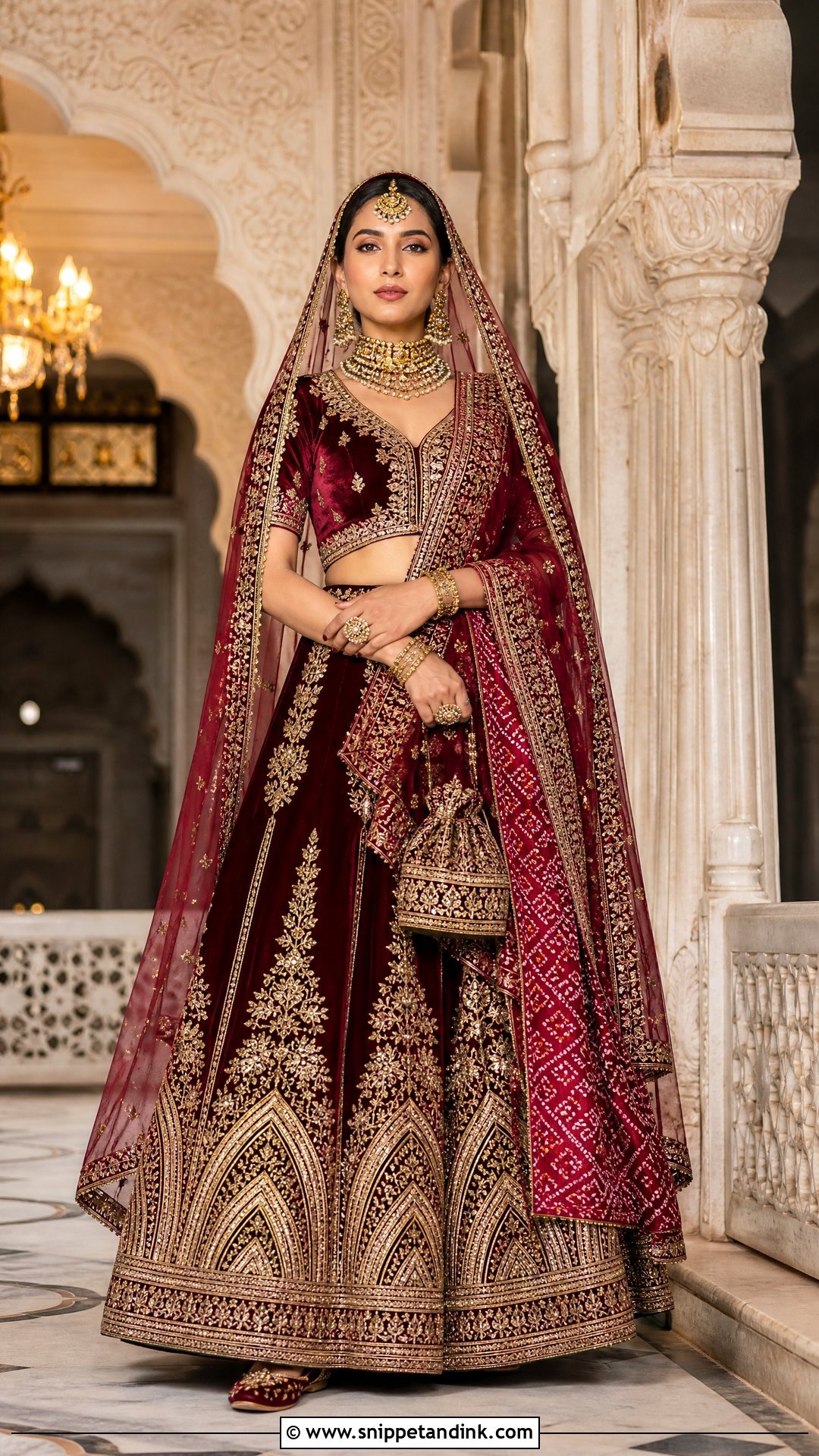 Maroon Gota Patti Bridal Lehenga - Snippet and Ink - 20 Rajasthani Wedding Dress Ideas