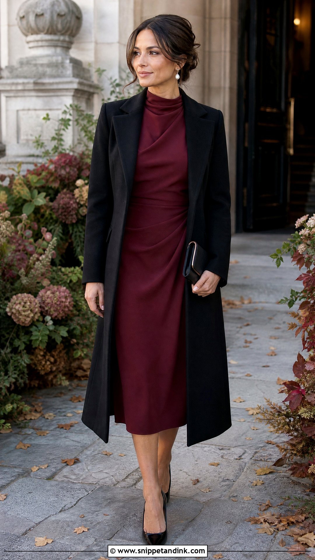 Maroon High Neck Dress - Snippet and Ink - 25 October Wedding Dresses