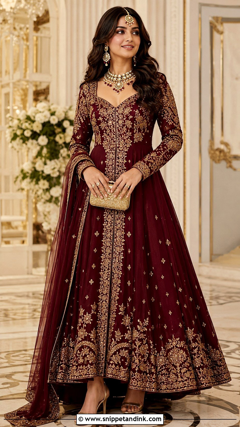 Maroon Indian Wedding Gown - Snippet and Ink - 30 Indian Wedding Gowns