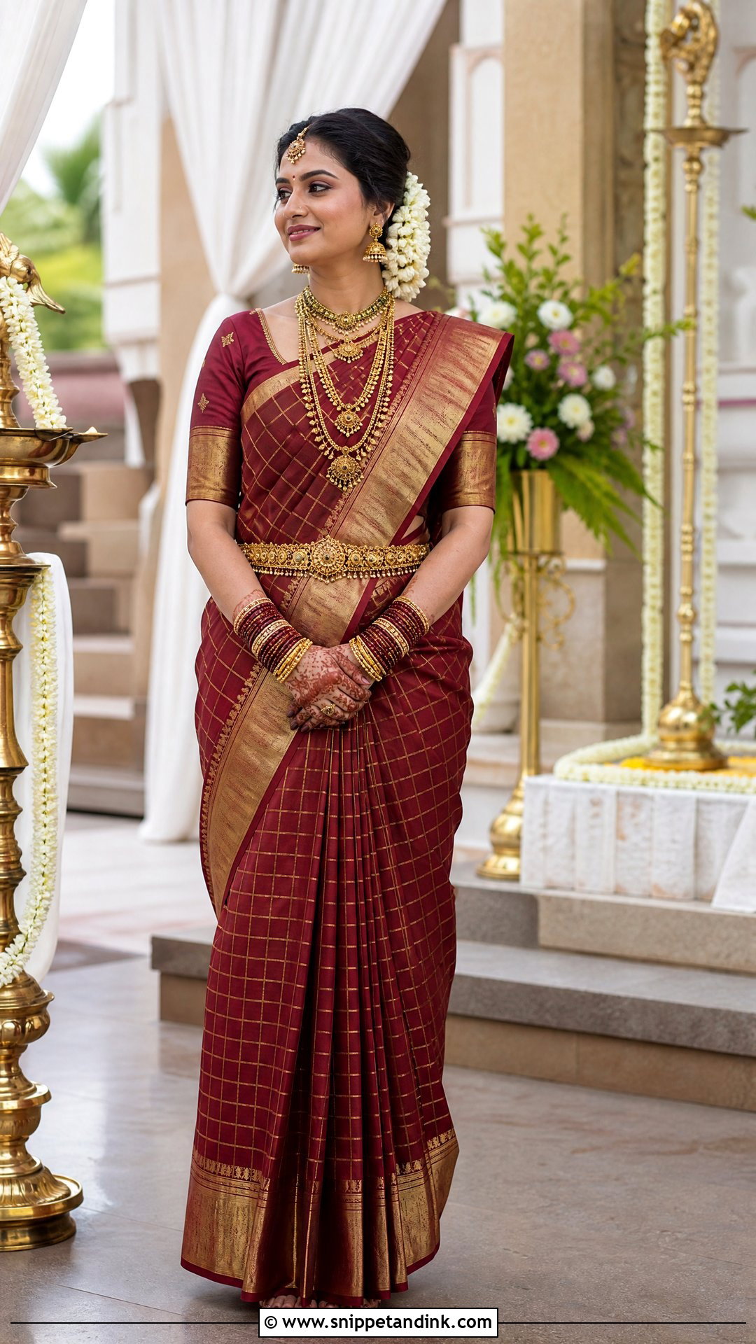 Maroon Koorai Pattu Bridal Saree - Snippet and Ink - 20 South Indian Bridal Outfits