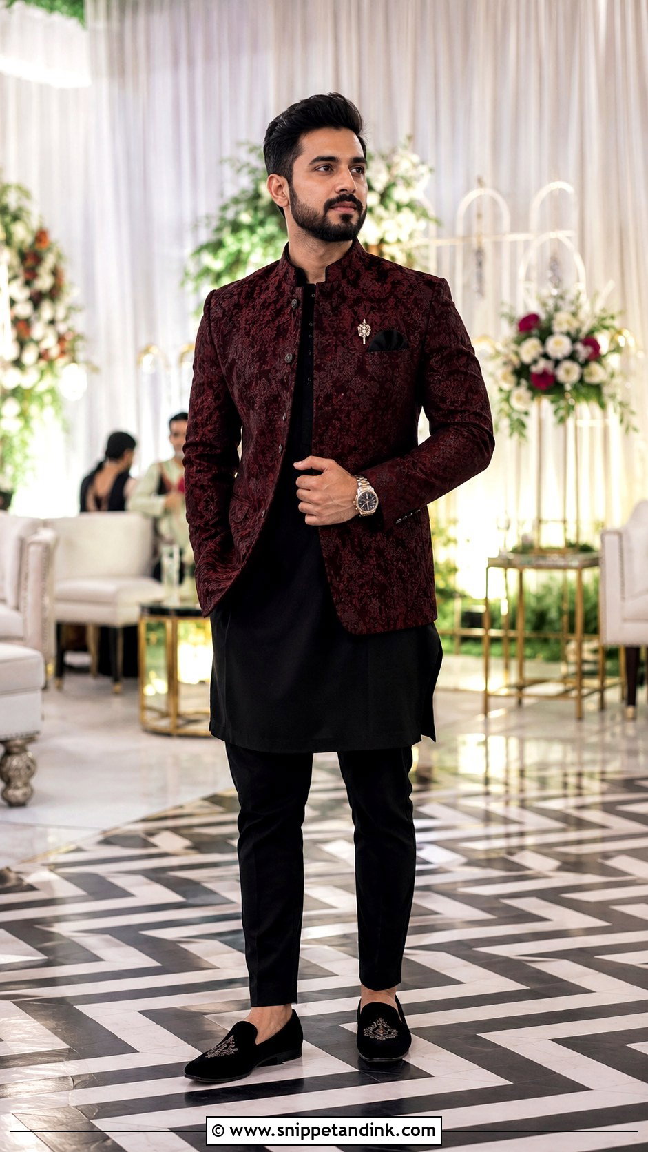Maroon Kurta Jacket Brother Wedding Outfit - Snippet and Ink - 20 Brother Outfit for Sister Wedding Ideas