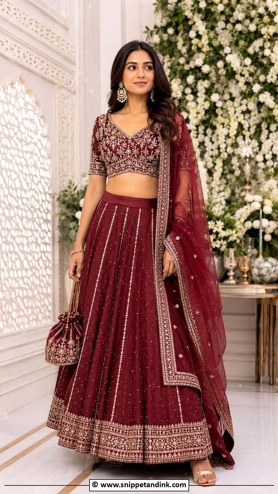 Maroon Lehenga Choli For Bride Sister - Snippet and Ink - 25 Barat Dresses for Bride Sister