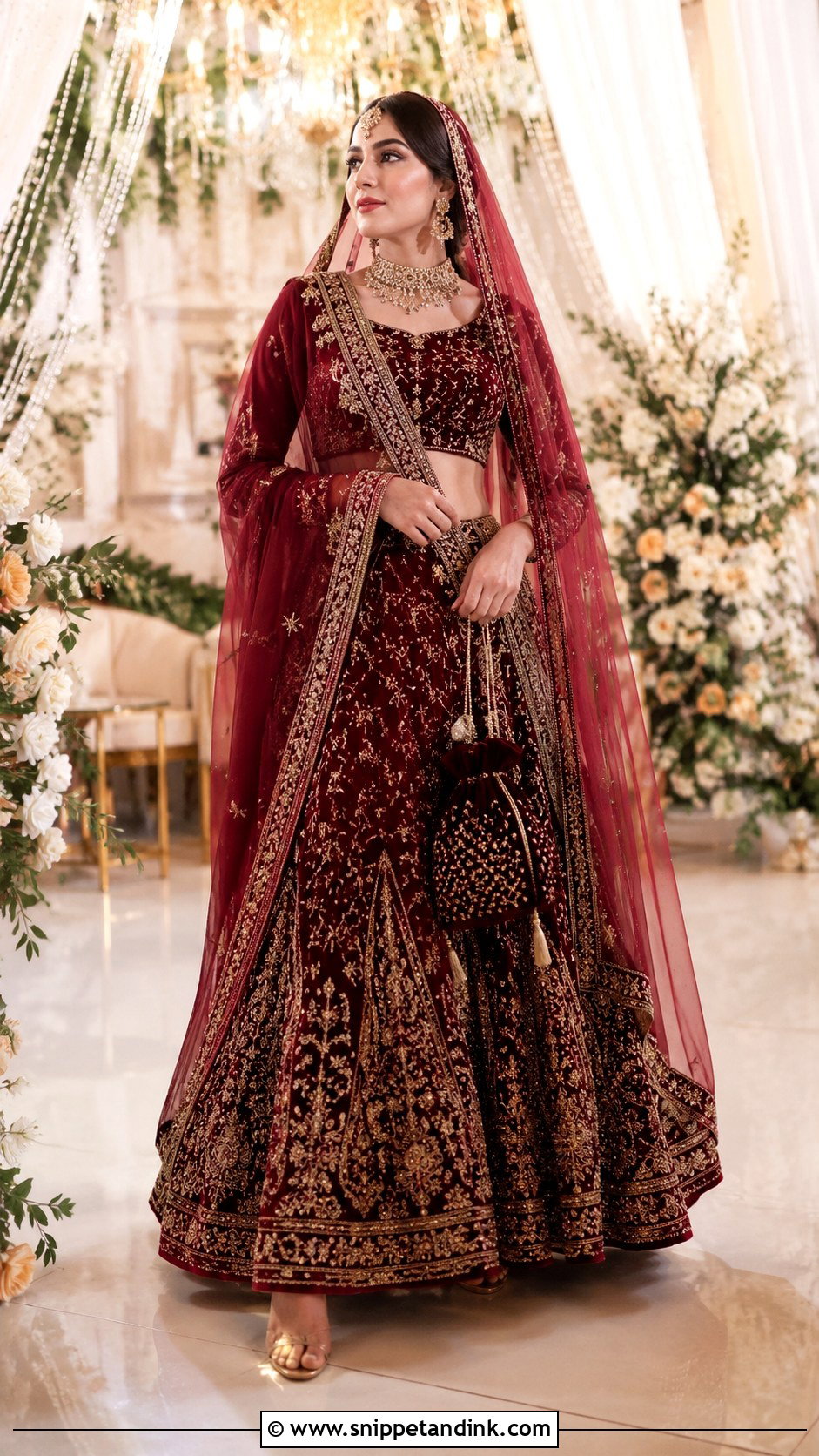 Maroon Lehenga With Double Dupatta - Snippet and Ink - 20 Dupatta Dress Ideas