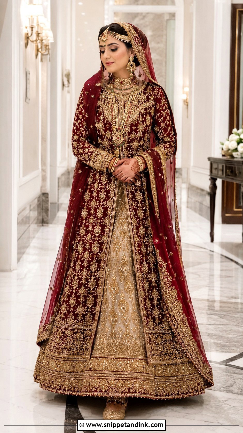 Maroon Long Shirt Pakistani Bridal Dress - Snippet and Ink - 20 Maroon Pakistani Bridal Dress Ideas