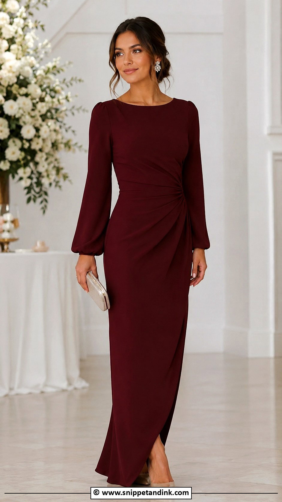 Maroon Long Sleeve Wedding Dress - Snippet and Ink - 25 Maroon Wedding Dress Ideas