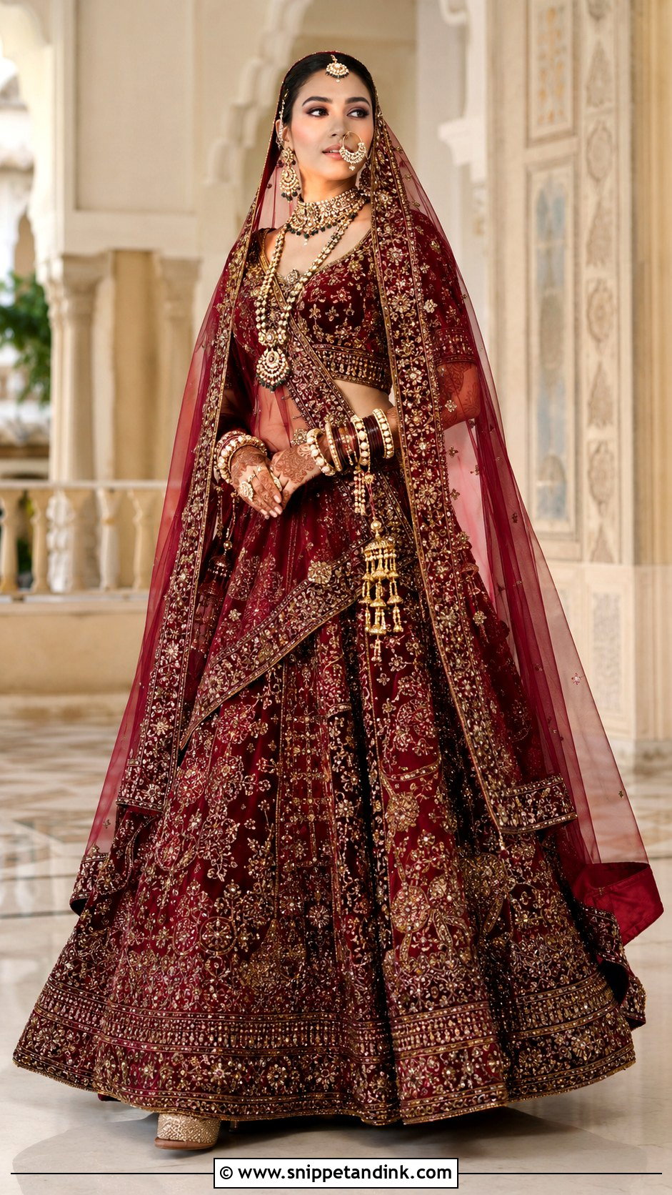 Maroon Marwadi Bridal Lehenga - Snippet and Ink - 25 Marwadi Bride Ideas