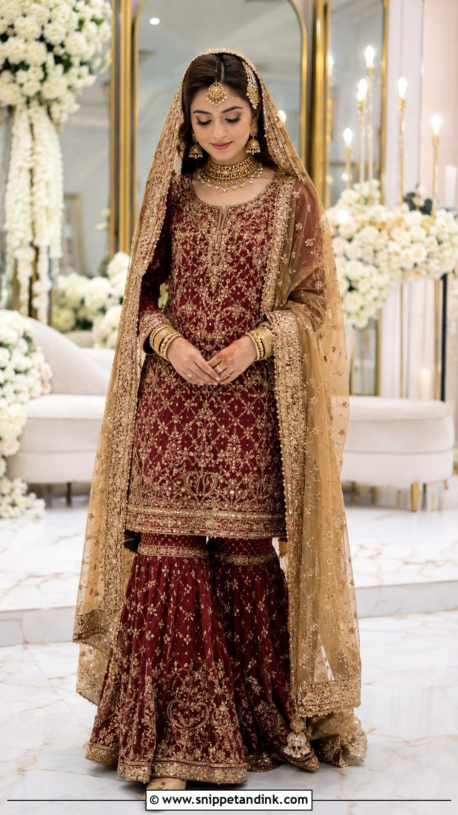 Maroon Nikah Gharara Outfit - Snippet and Ink - 25 Nikah Outfit Muslim Pakistani Bridal Ideas