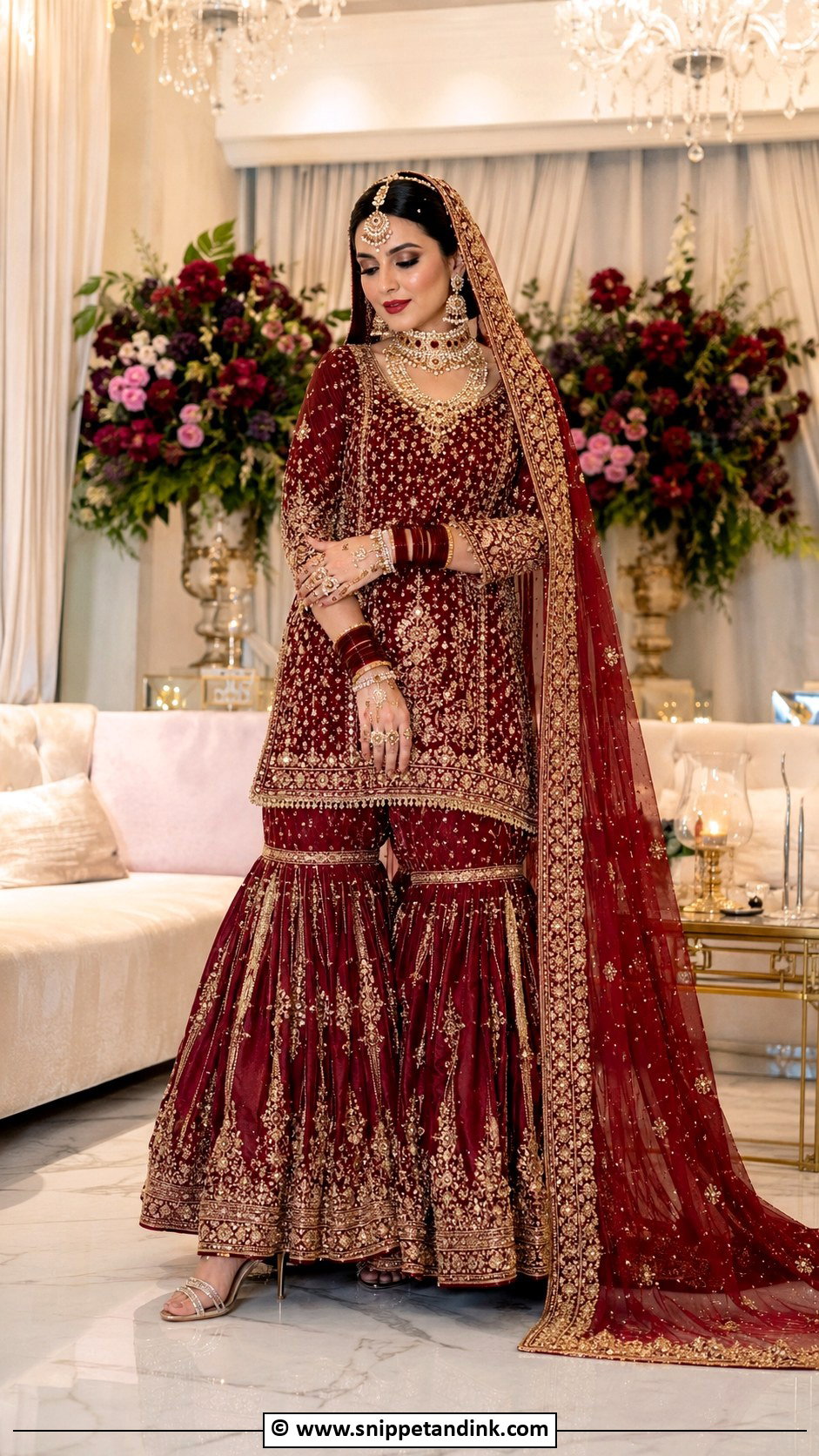 Maroon Nikkah Gharara Outfit - Snippet and Ink - 25 Nikkah Outfits for Bride