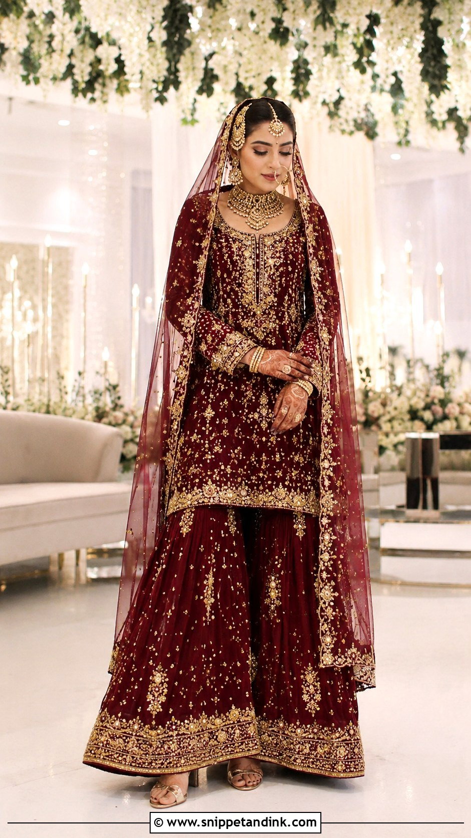 Maroon Pakistani Barat Bridal Gharara - Snippet and Ink - 25 Pakistani Barat Brides Ideas