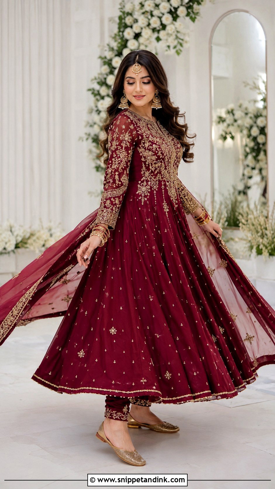 Maroon Pakistani Bridal Anarkali Gown - Snippet and Ink - 20 Maroon Pakistani Bridal Dress Ideas