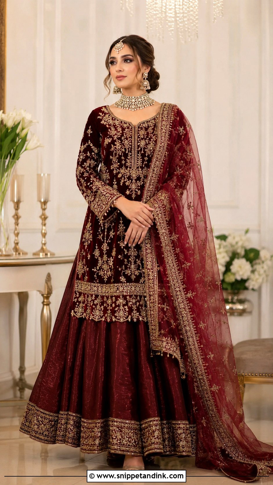 Maroon Pakistani Bridal Garara Dress - Snippet and Ink - 25 Garara Dress Pakistani Bridal Ideas