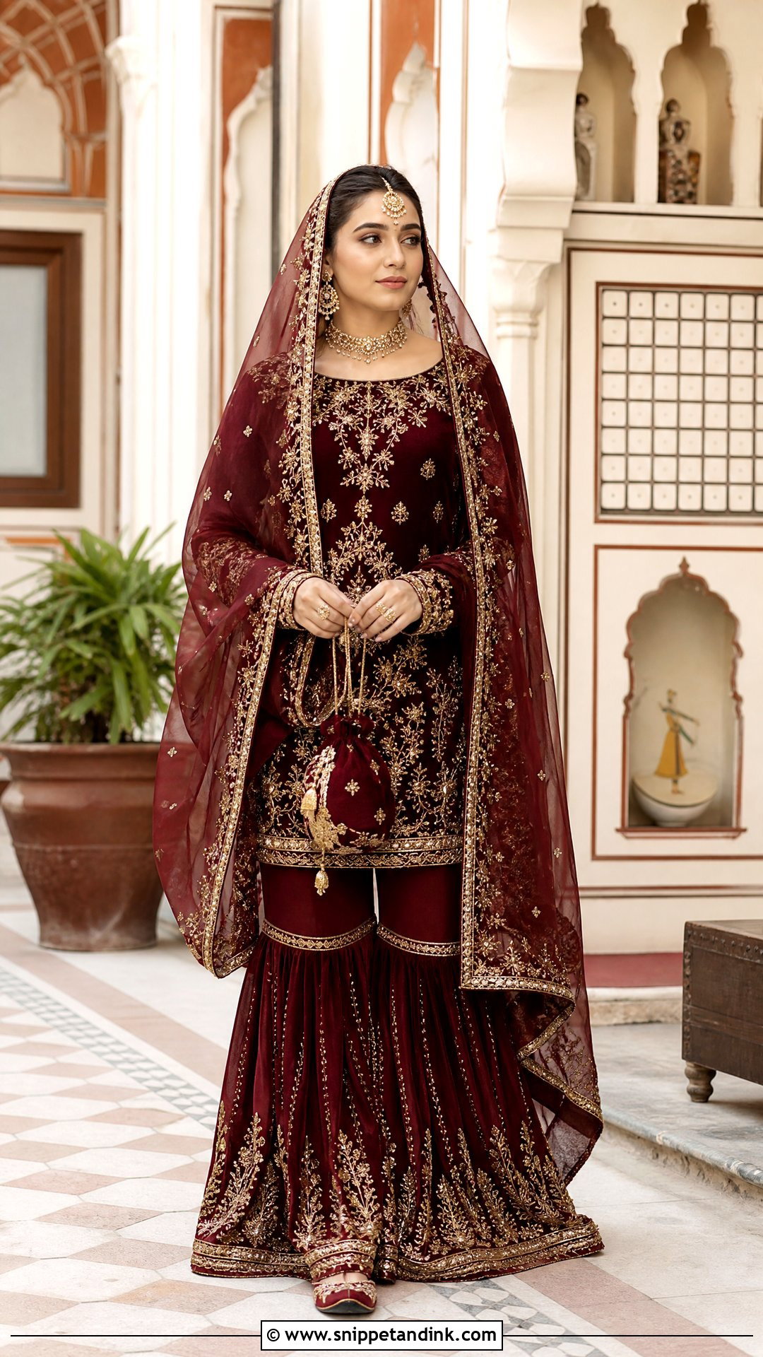 Maroon Pakistani Bridal Gharara Suit - Snippet and Ink - 20 Pakistani Bridal Suits