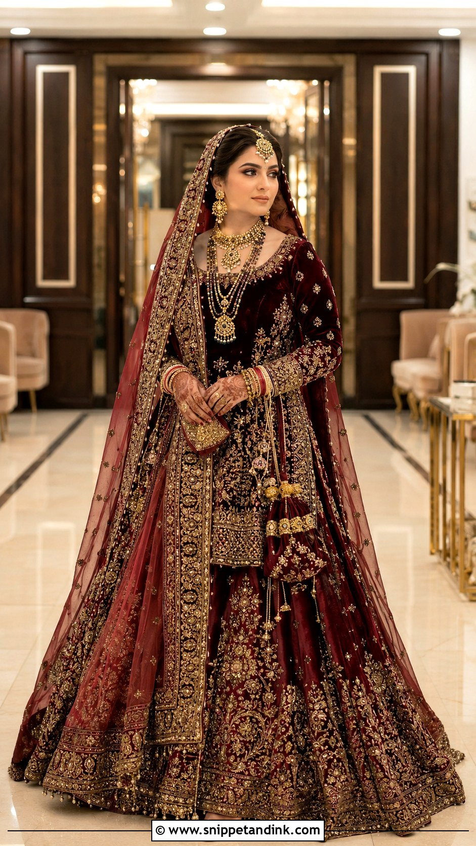 Maroon Pakistani Bridal Lehenga - Snippet and Ink - 25 Pakistani Bride Dress Ideas