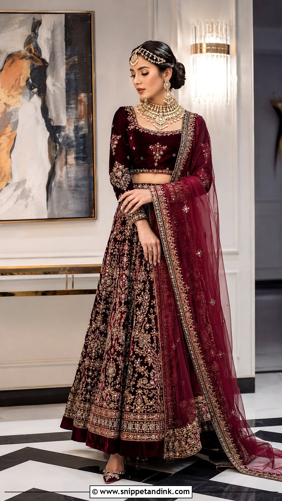Maroon Pakistani Bridal Lehenga - Snippet and Ink - 25 Pakistani Bridal Dress Ideas