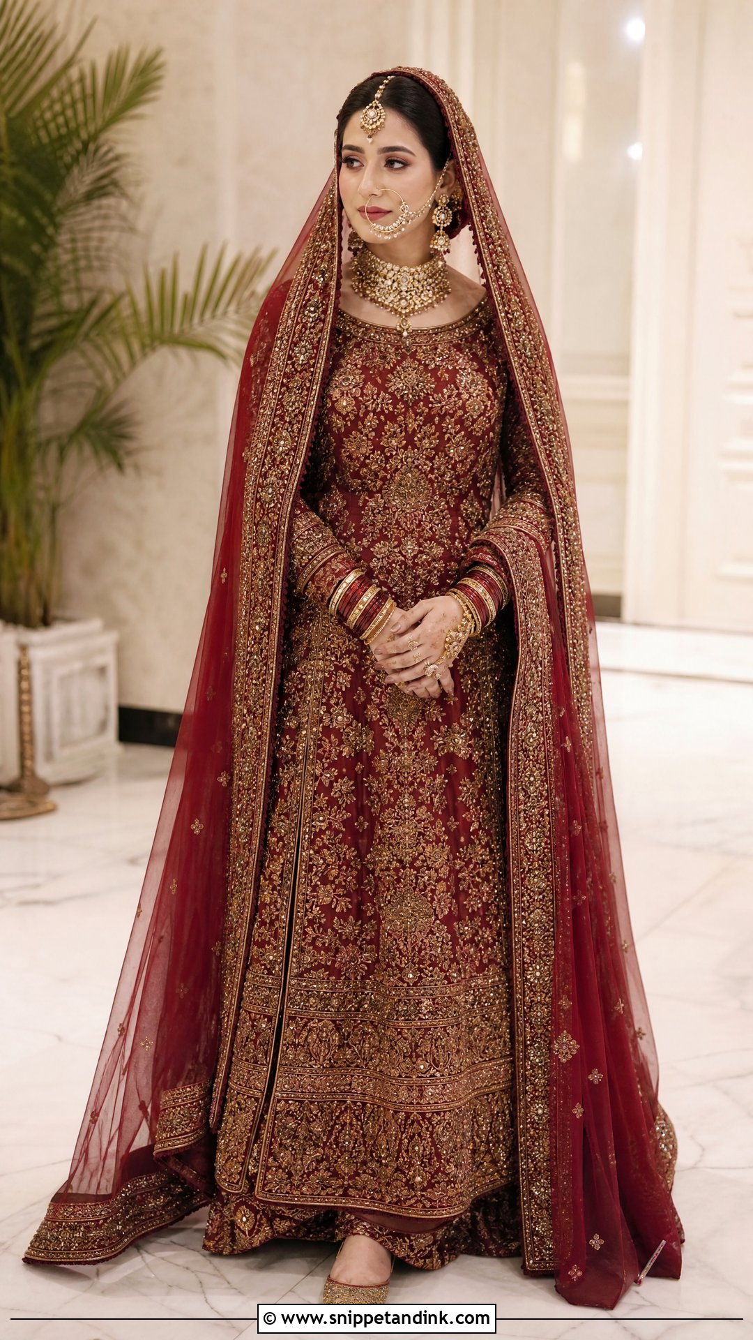 Maroon Pakistani Bridal Lehenga - Snippet and Ink - 20 Pakistani Wedding Bridal Outfits