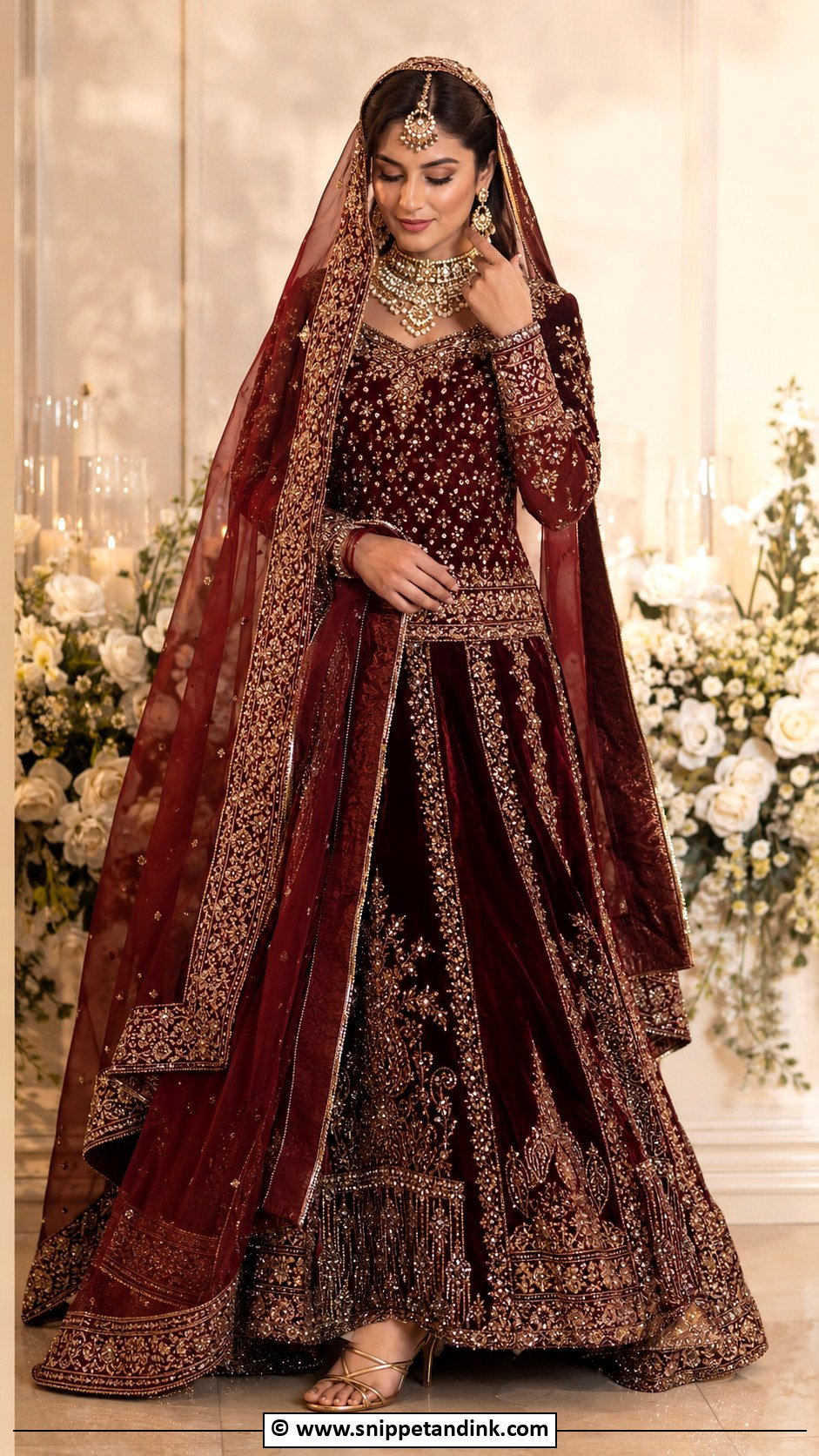 Maroon Pakistani Bridal Lehenga - Snippet and Ink - 30 Pakistani Bridal Dresses