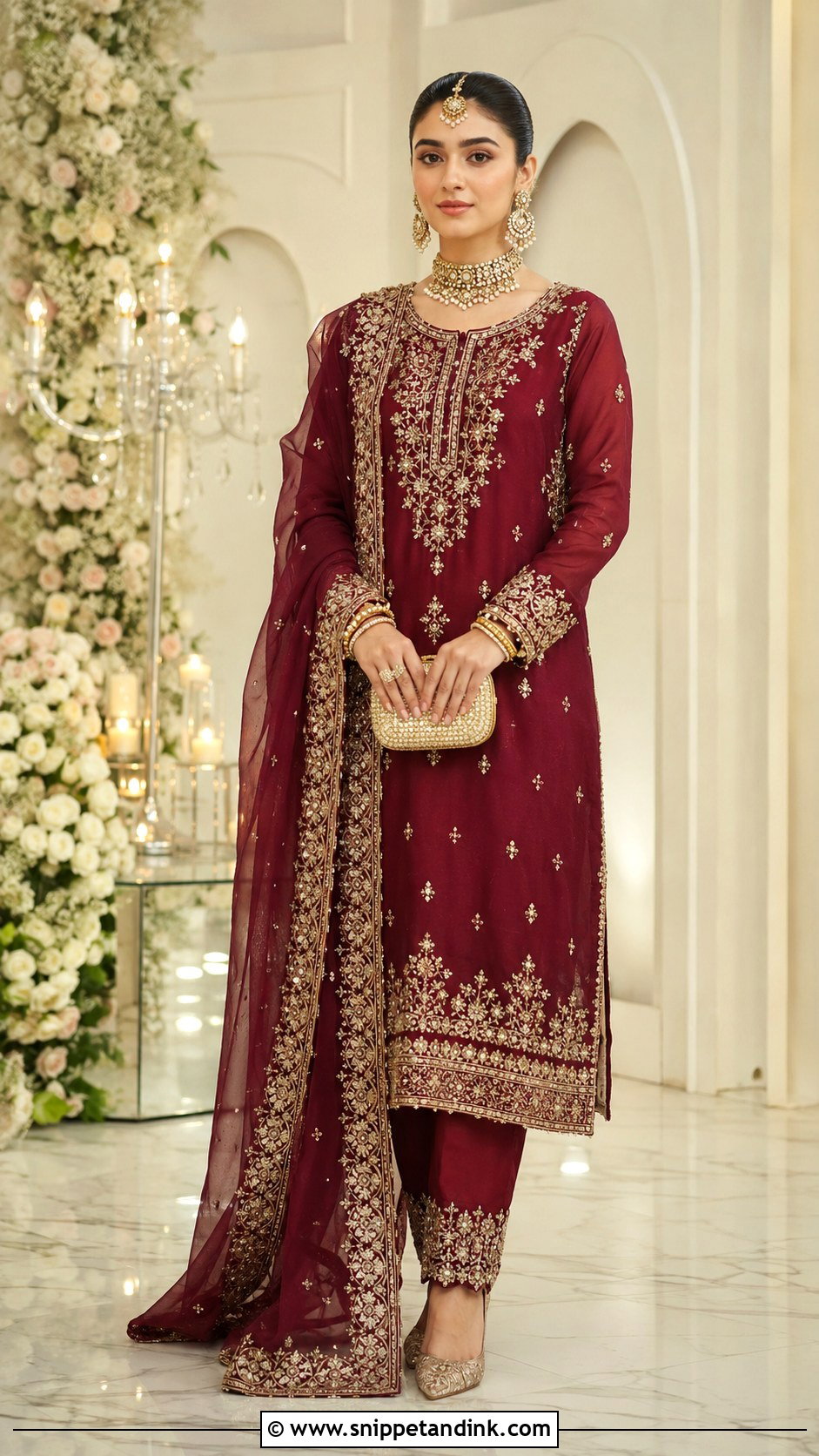 Maroon Pakistani Bridal Salwar Suit - Snippet and Ink - 20 Bridal Salwar Suits