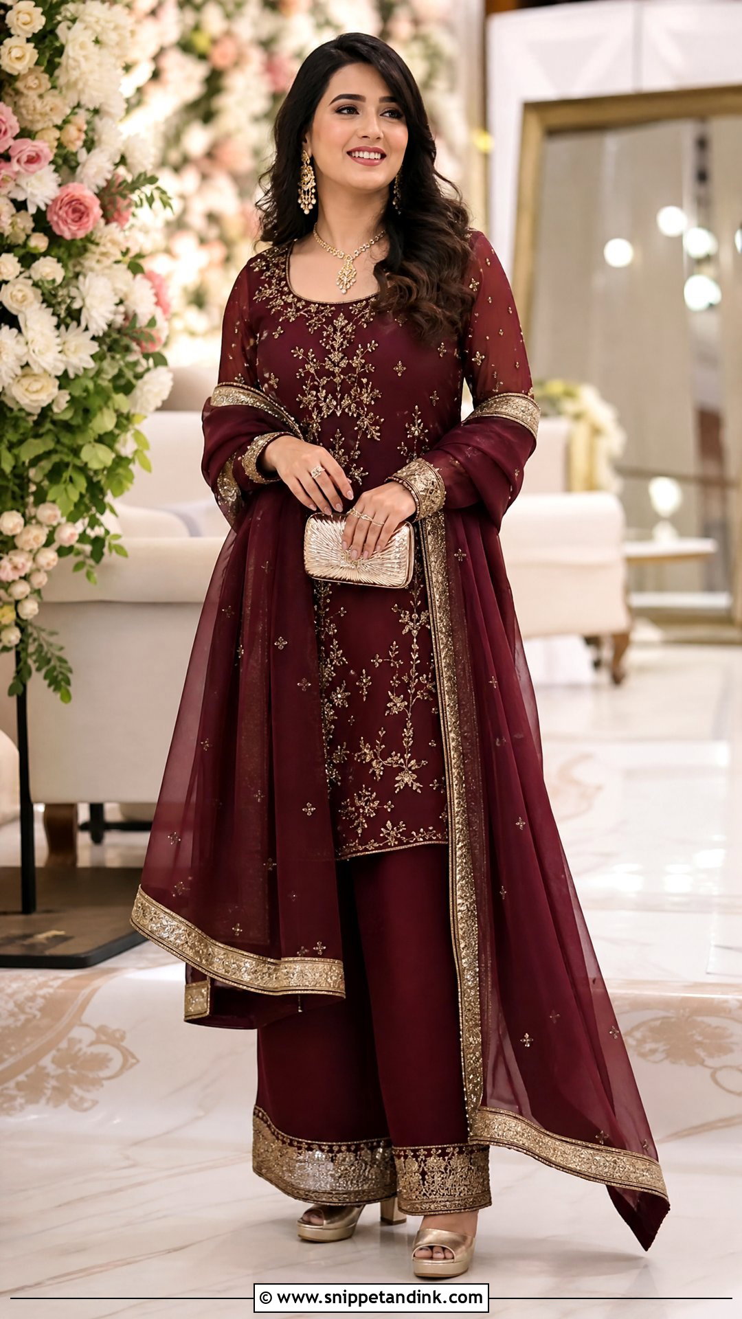 Maroon Palazzo Suit Ring Ceremony Dress - Snippet and Ink - 25 Ring Ceremony Dress Ideas