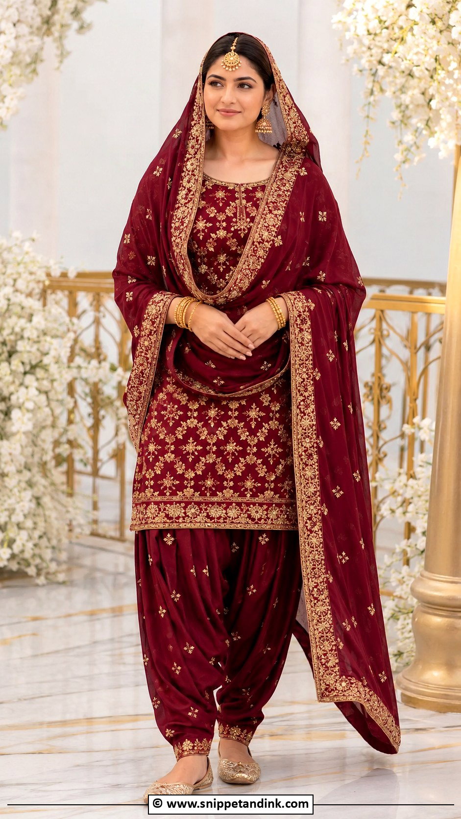 Maroon Patiala Suit For Anand Karaj - Snippet and Ink - 30 Anand Karaj Suit Ideas