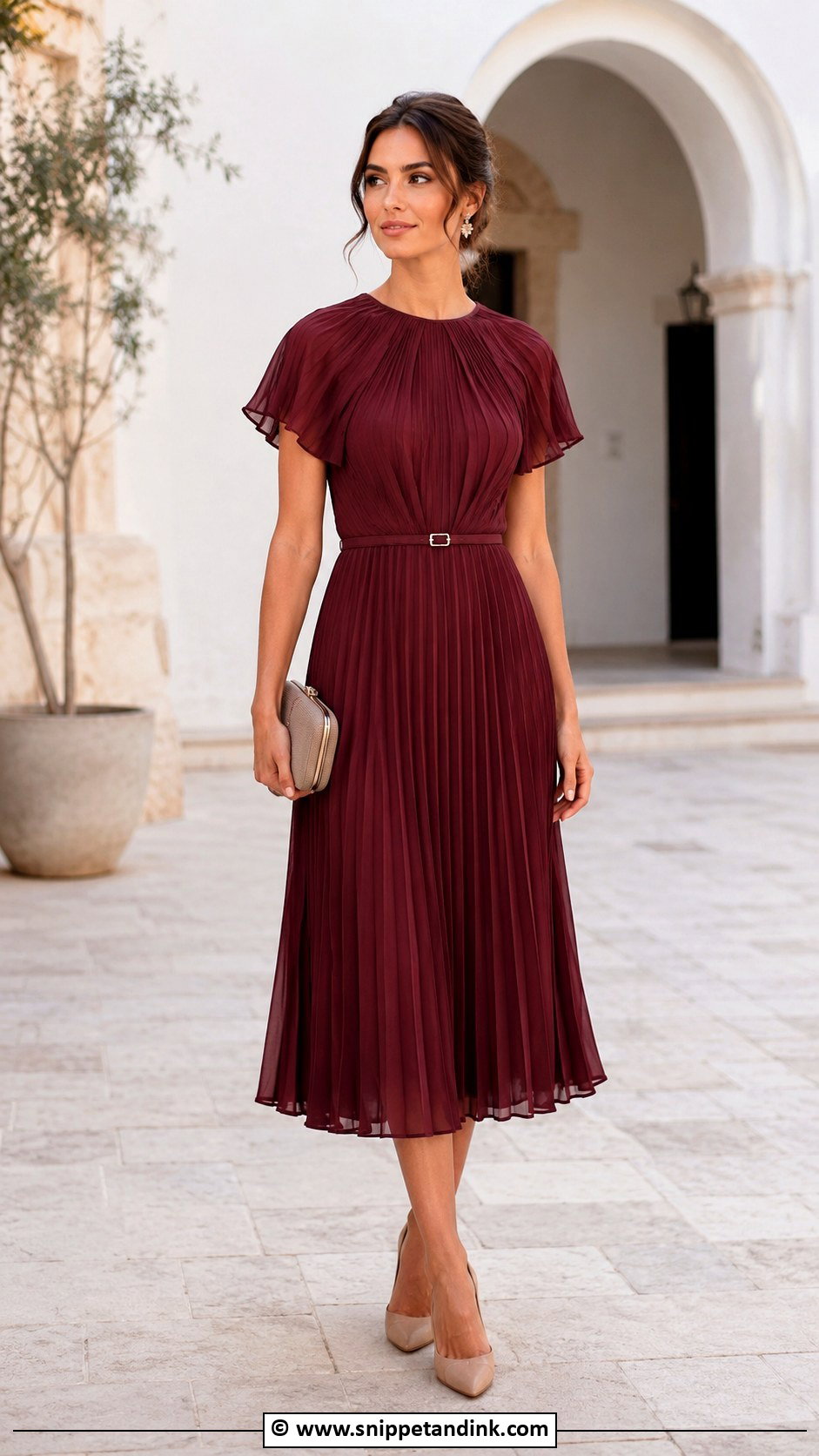 Maroon Pleated Wedding Dress - Snippet and Ink - 25 Maroon Wedding Dress Ideas