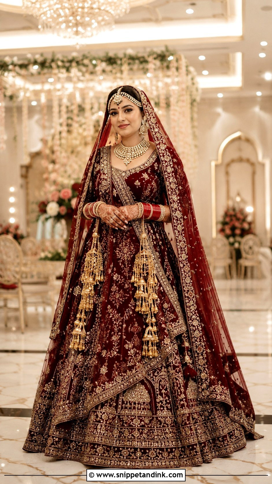 Maroon Punjabi Bride Lehenga - Snippet and Ink - 25 Traditional Punjabi Bride Ideas
