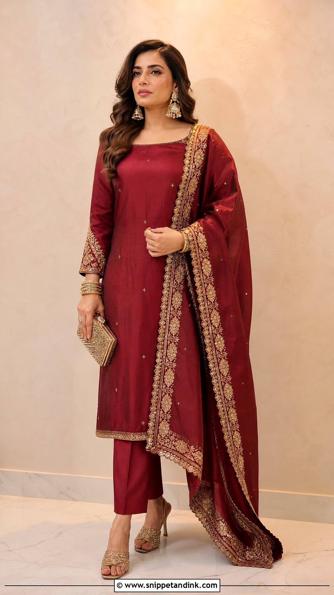 Maroon Punjabi Silk Suit For Wedding - Snippet and Ink - 25 Trending Punjabi Suits for Wedding