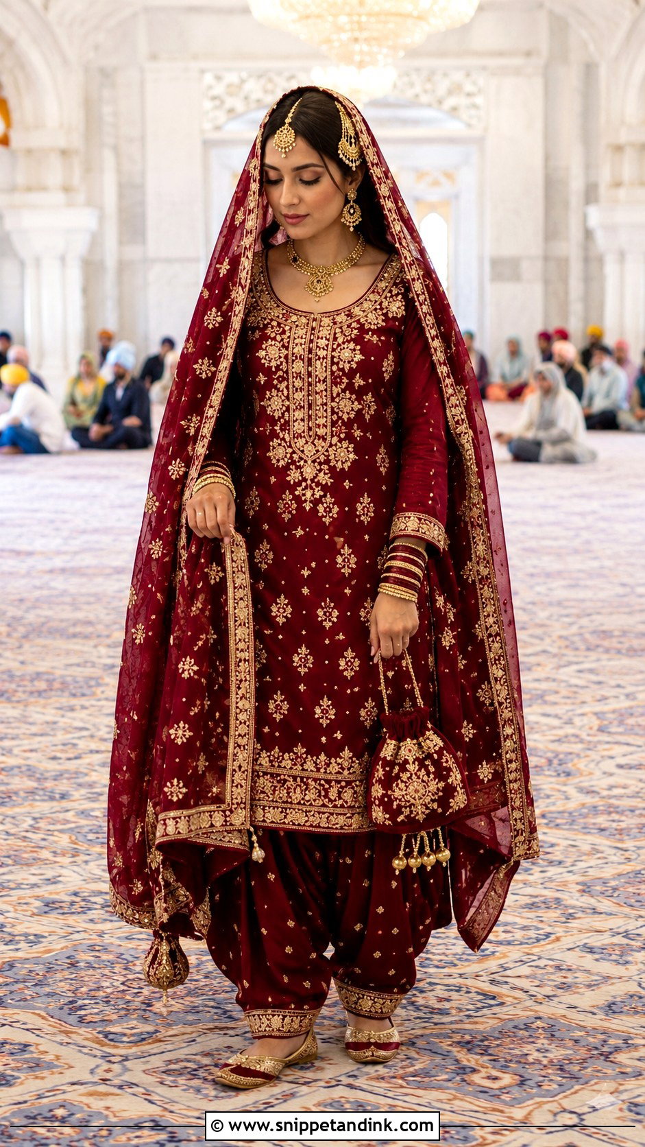 Maroon Punjabi Suit Anand Karaj Outfit - Snippet and Ink - 30 Anand Karaj Outfit Ideas